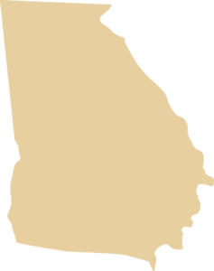 Gold silhouette of the state of Georgia.