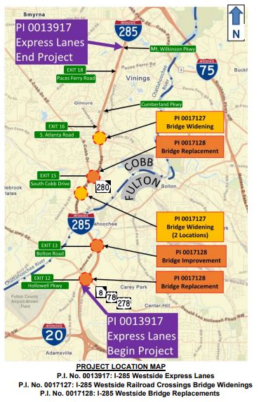 I-285 Express Lane Map